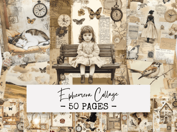 Download Vintage Ephemera Collage Pages - Vintage ephemera Collection