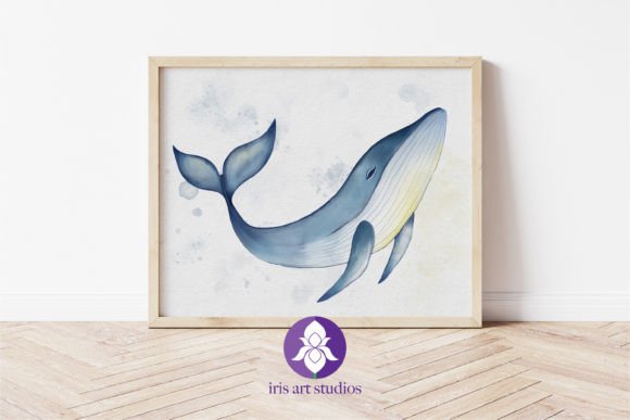 Download Watercolor Whale Kids Nursery Wall Art - Watercolor whale Collection