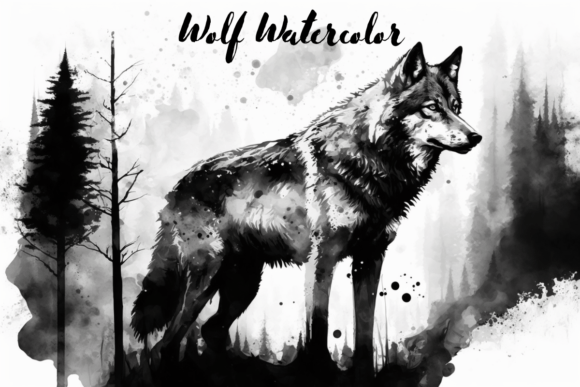 Download Wolf Black and White Watercolor - White watercolor Collection