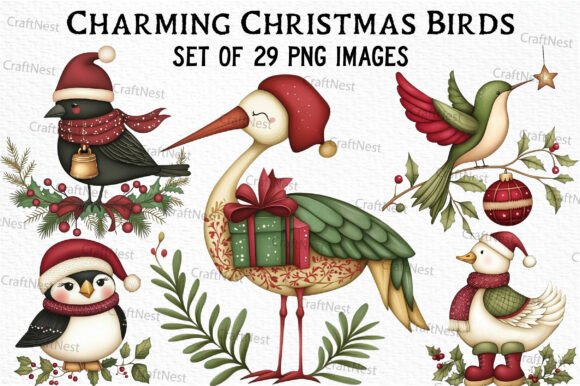 Download Charming Christmas Birds Clip Art - Charming Collection