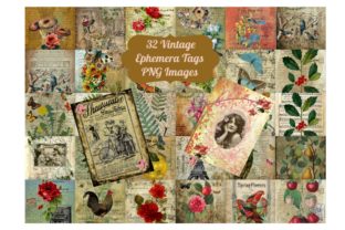 Download 32 Vintage Ephemera Tags Bundle - Premium Resources